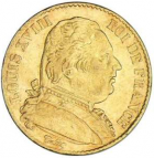 20 francs or louis XVIII buste habillé