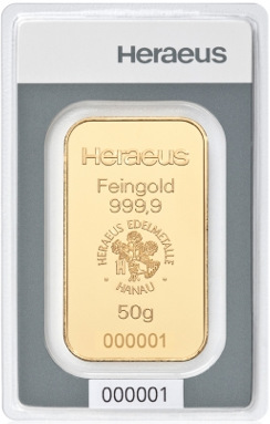 Lingot d'or 50g- Heraeus - À partir de 3 208 €