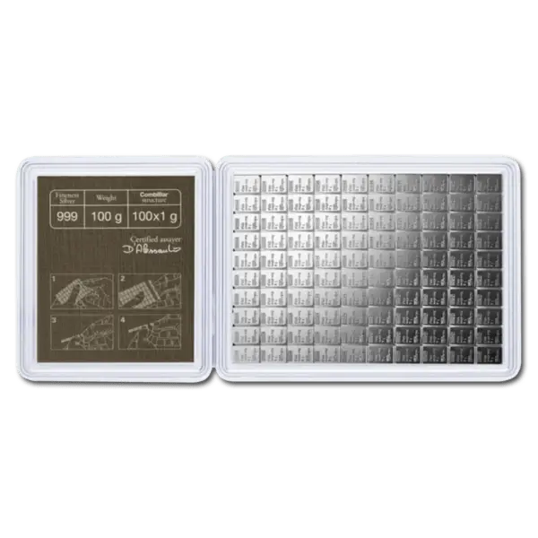 Lingot d'argent 100 x 1 g valcambi – Image 2