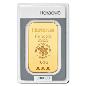 Lingot or 100 g heraeus