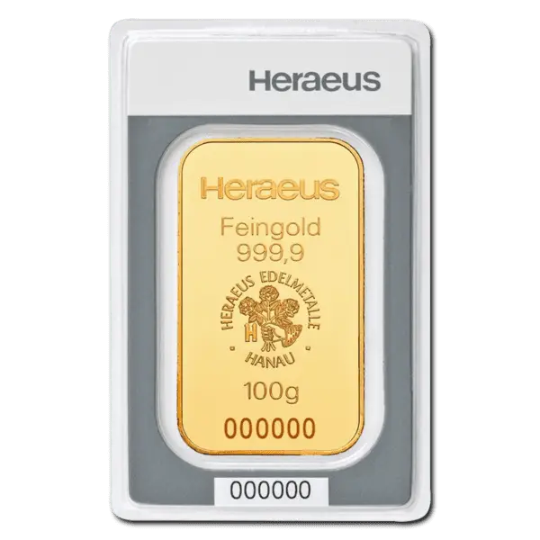 Lingot or 100 g heraeus