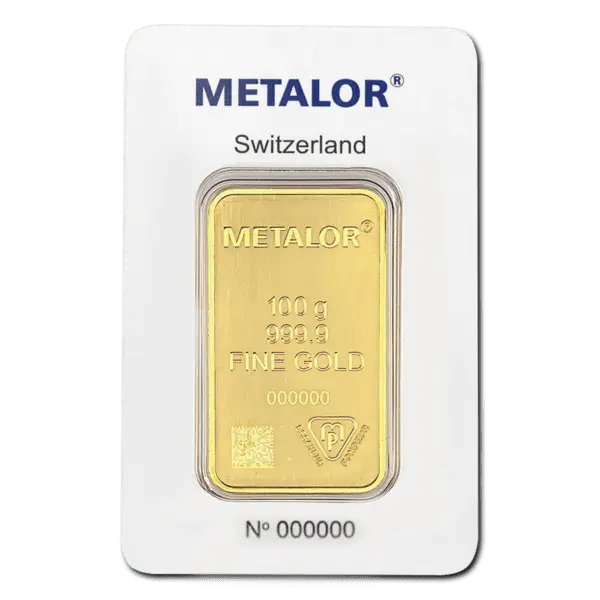 Lingot or 100 g metalor suisse