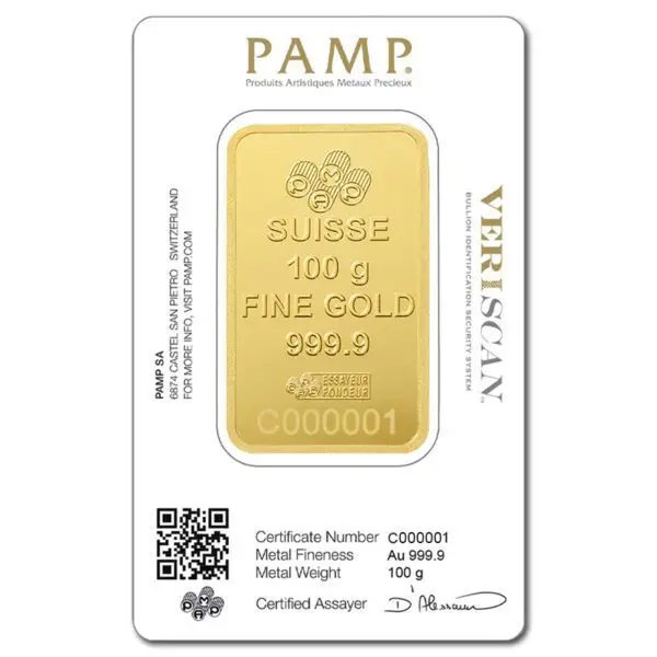 Lingot or 100 g PAMP suisse – Image 2