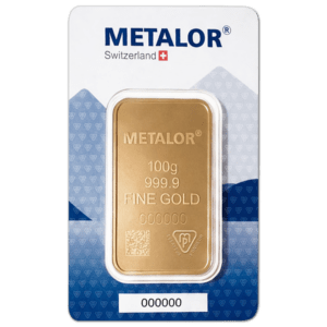 Lingot or 100 g metalor suisse