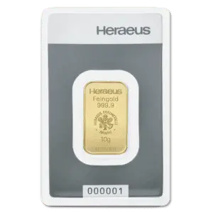 Lingot or 10 g heraeus