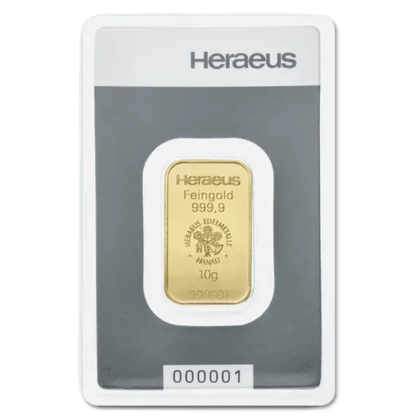 Lingot or 10 g heraeus