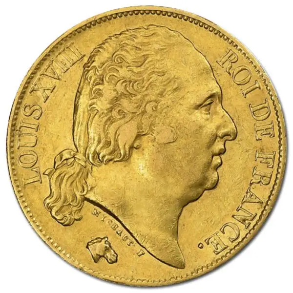 20 francs or louis XVIII buste nu