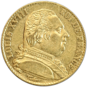 20 francs or louis XVIII buste habillé
