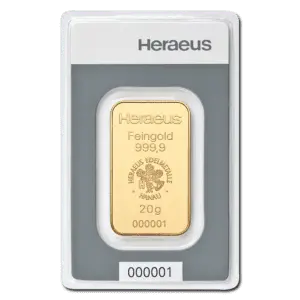 Lingot or 20 g heraeus