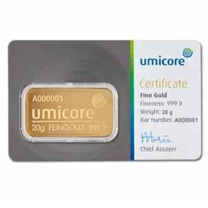 Lingot or 20 g umicore