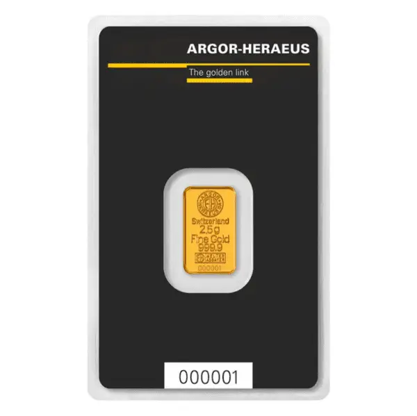 Lingot or 2.5 g Argor Heraeus Suisse