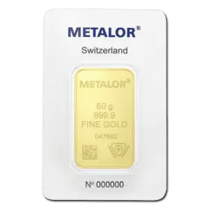 Lingot or 50 g metalor suisse