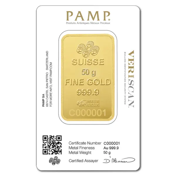 Lingot or 50 g PAMP Suisse – Image 2