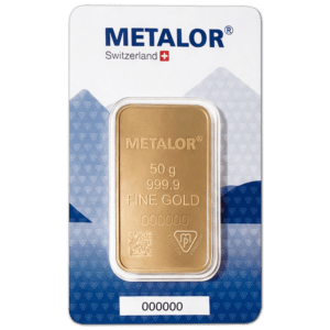 Lingot or 50 g metalor suisse