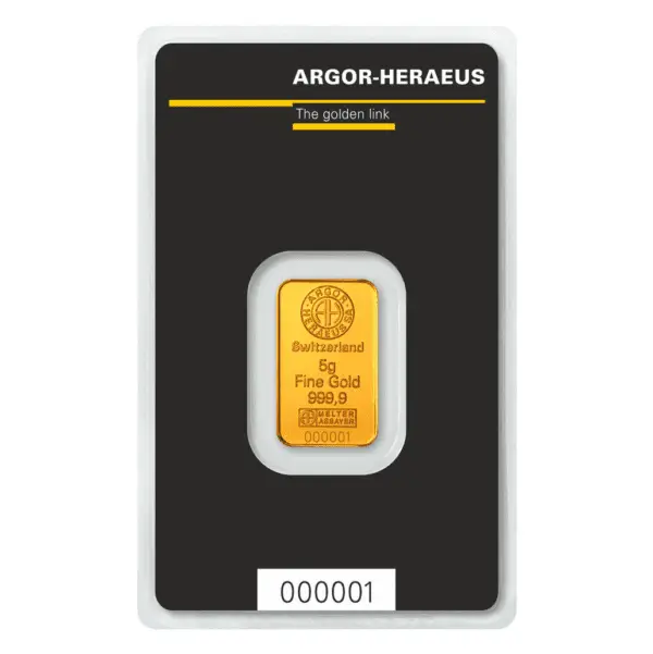 Lingot or 5 g argor heraeus suisse