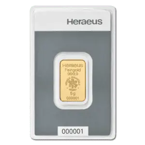 Lingot or 5 g heraeus kinebar