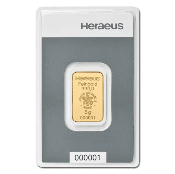 Lingot or 5 g heraeus kinebar