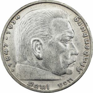 5 reichmark 1936-1939 paul von hindenburg argent