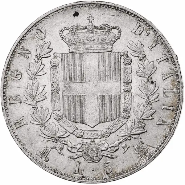 5 lire vittorio emanuele II argent – Image 2