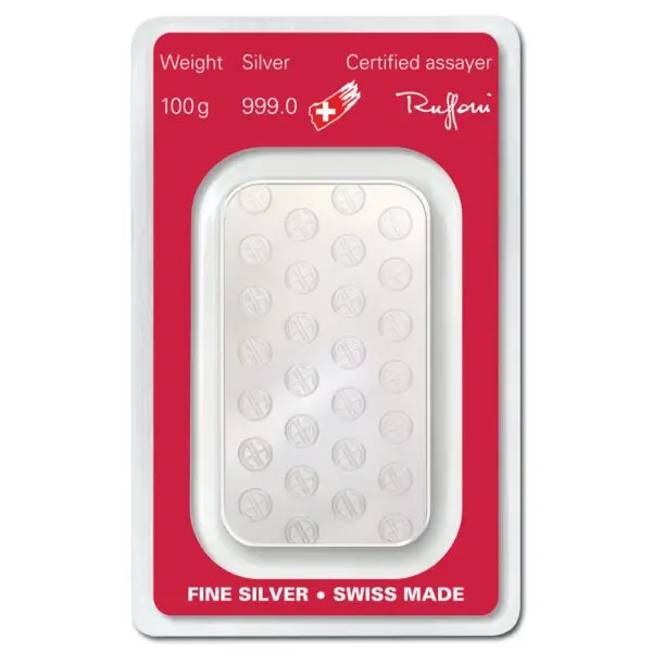 Lingot d'argent 100 g argor heraeus – Image 2