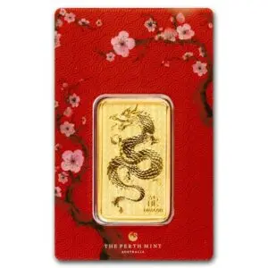 Lingot or 1 once lunar dragon perth mint