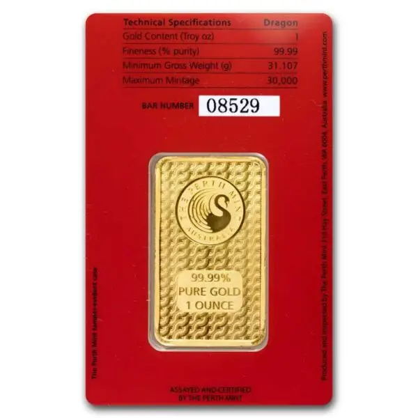 Lingot or 1 once lunar dragon perth mint – Image 2