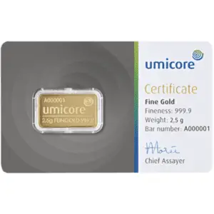 Lingot or 2.5 g Umicore