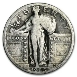 quarter dollar standing liberty argent