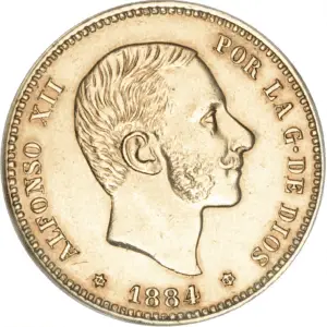 25 pesetas or alphonse XII rouflaq.