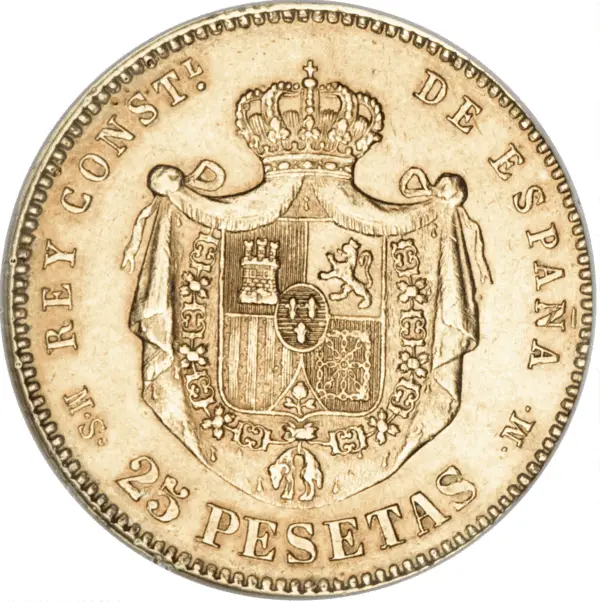 25 pesetas or alphonse XII rouflaq. – Image 2