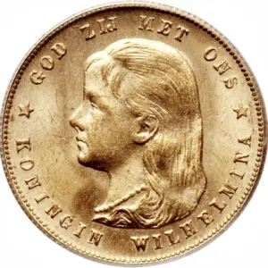 10 florins or wilhelmina cheveux longs