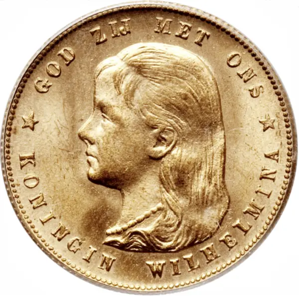 10 florins or wilhelmina cheveux longs