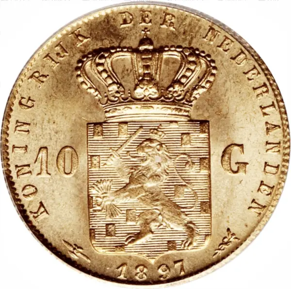 10 florins or wilhelmina cheveux longs – Image 2