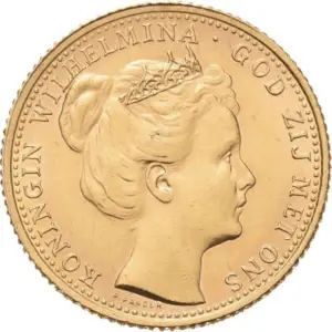 10 florins or wilhelmina I diadème