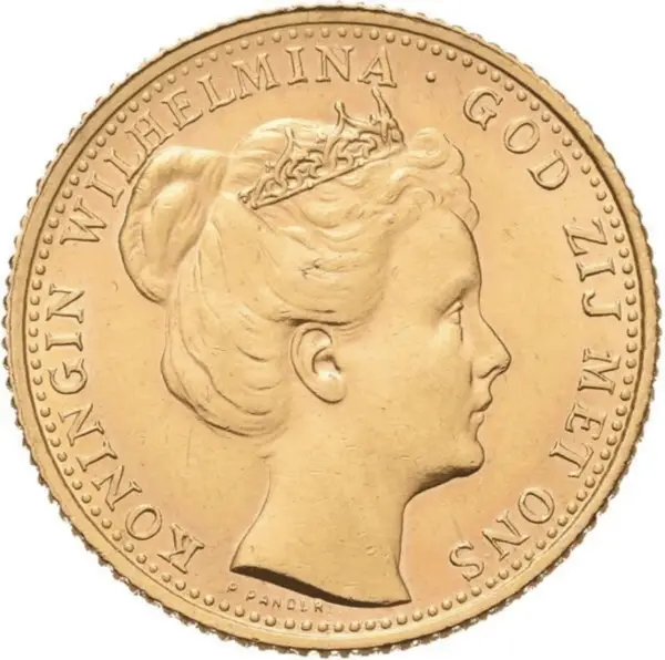 10 florins or wilhelmina I diadème