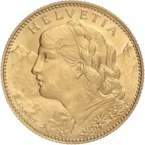 10 francs or vreneli croix suisse