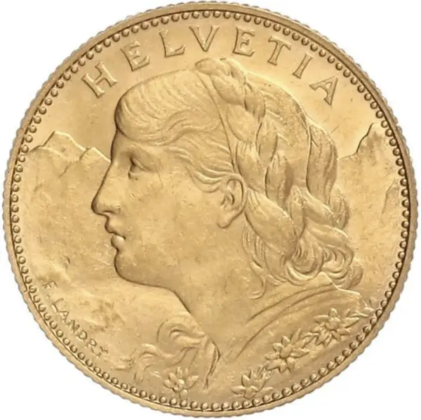 10 francs or vreneli croix suisse