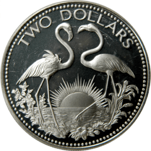 2 dollars 1974 flamants roses elizabeth II bahamas argent
