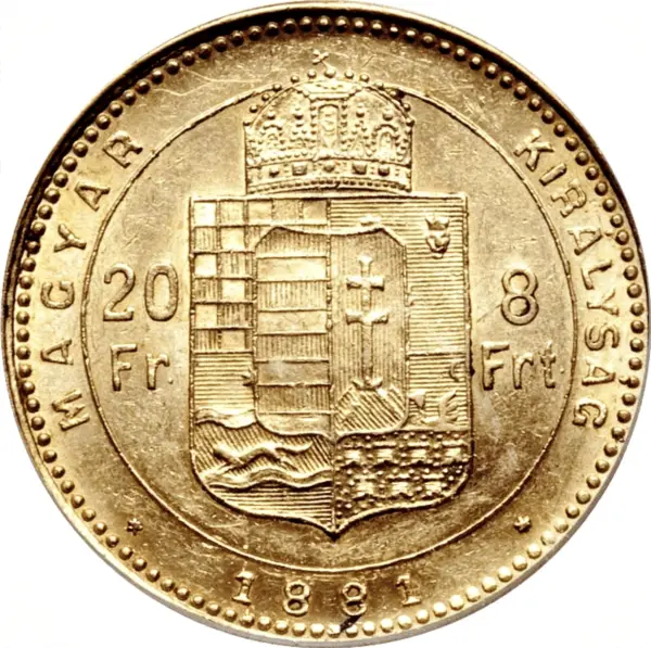 20 francs 8 forint or franz joseph I – Image 2
