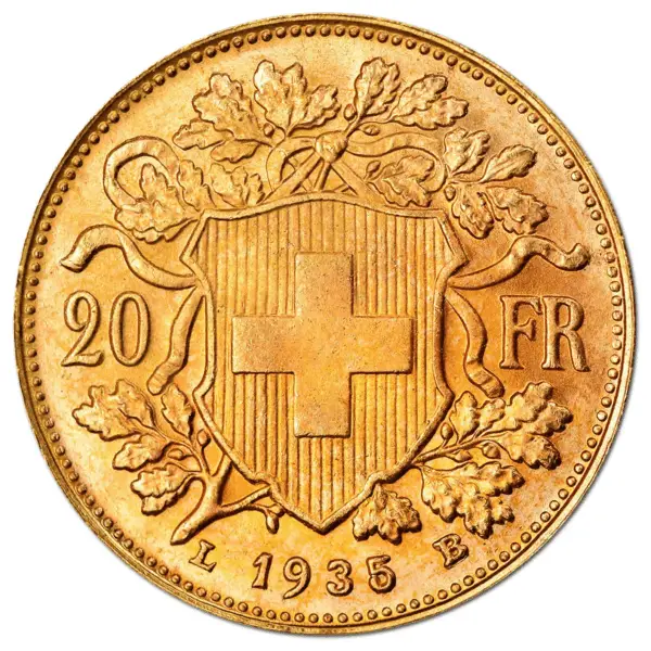 20 francs or vreneli croix suisse refrappe – Image 2