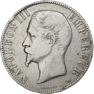 5 francs napoléon III tête nue