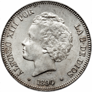 5 pesetas alphonse XIII boucle