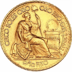 5 soles or Pérou