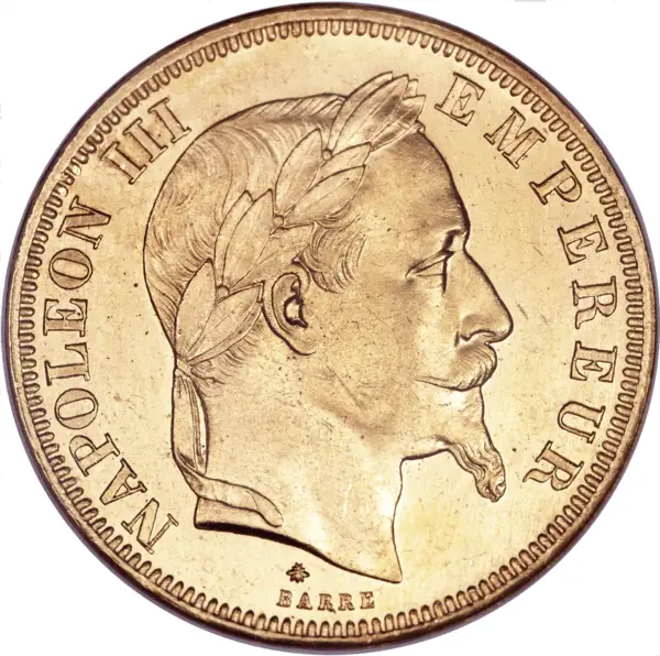 50 francs or napoléon III tête laurée