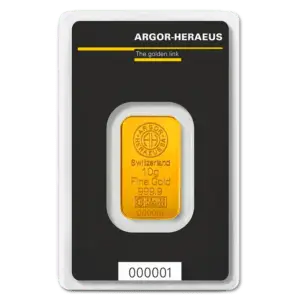 Lingot or 10 g argor heraeus