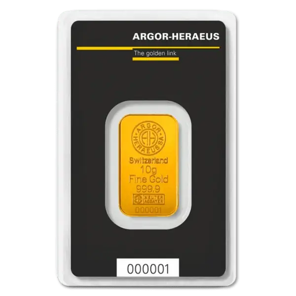 Lingot or 10 g argor heraeus