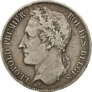 5 francs léopold I tête laurée argent