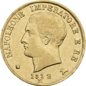 20 lire or napoléon I 1808 M bords fins