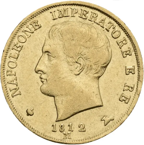 20 lire or napoléon I 1808 M bords fins