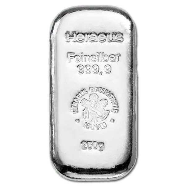 Lingot d'argent 250 g heraeus